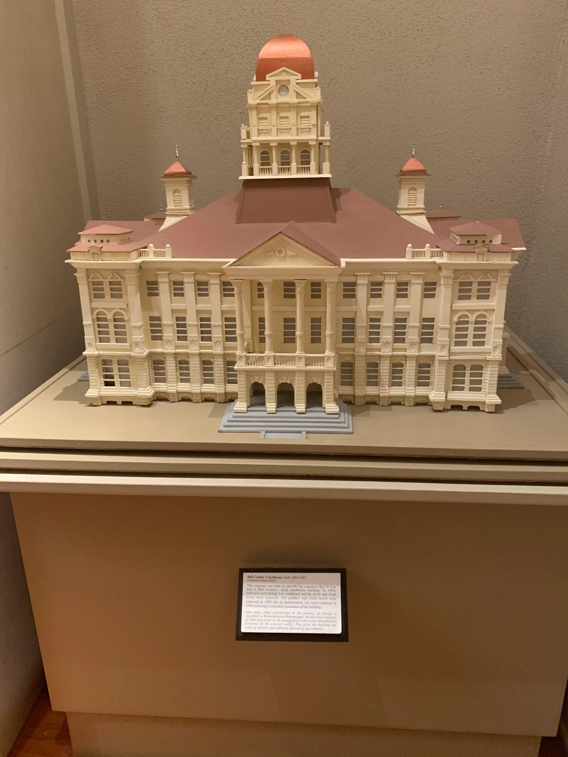 A picture of the Belton city hall in Belton's museum.