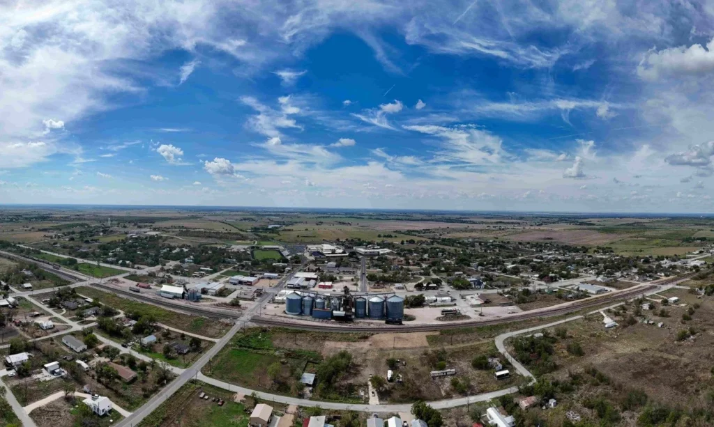 drone shot of the city of rogers texas